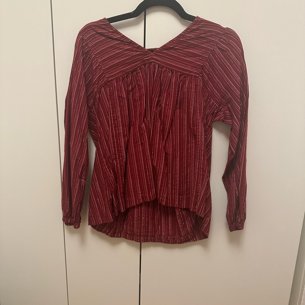 Madewell Burgundy Striped Blouse